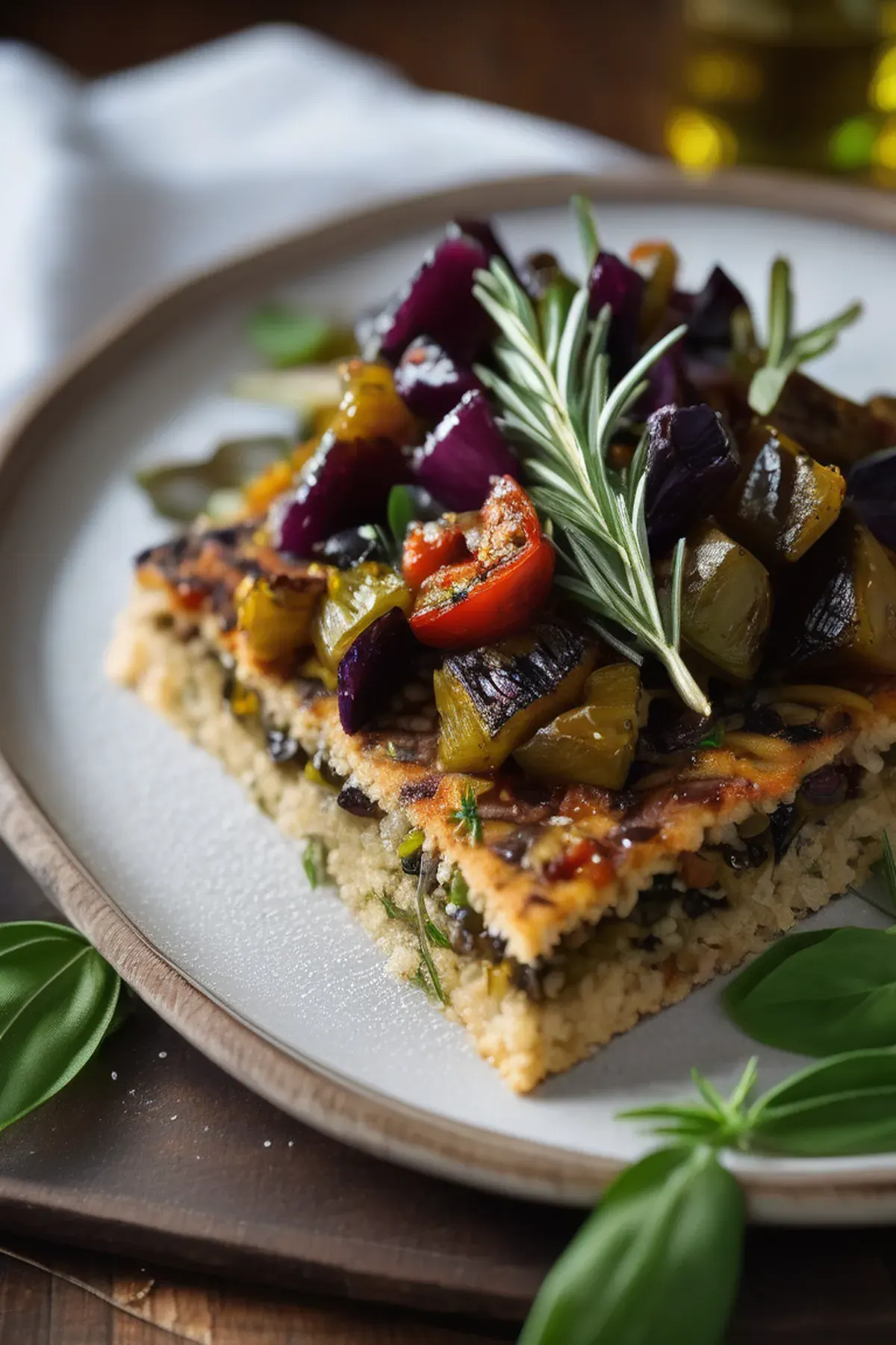 Herby farinata with roasted caponata