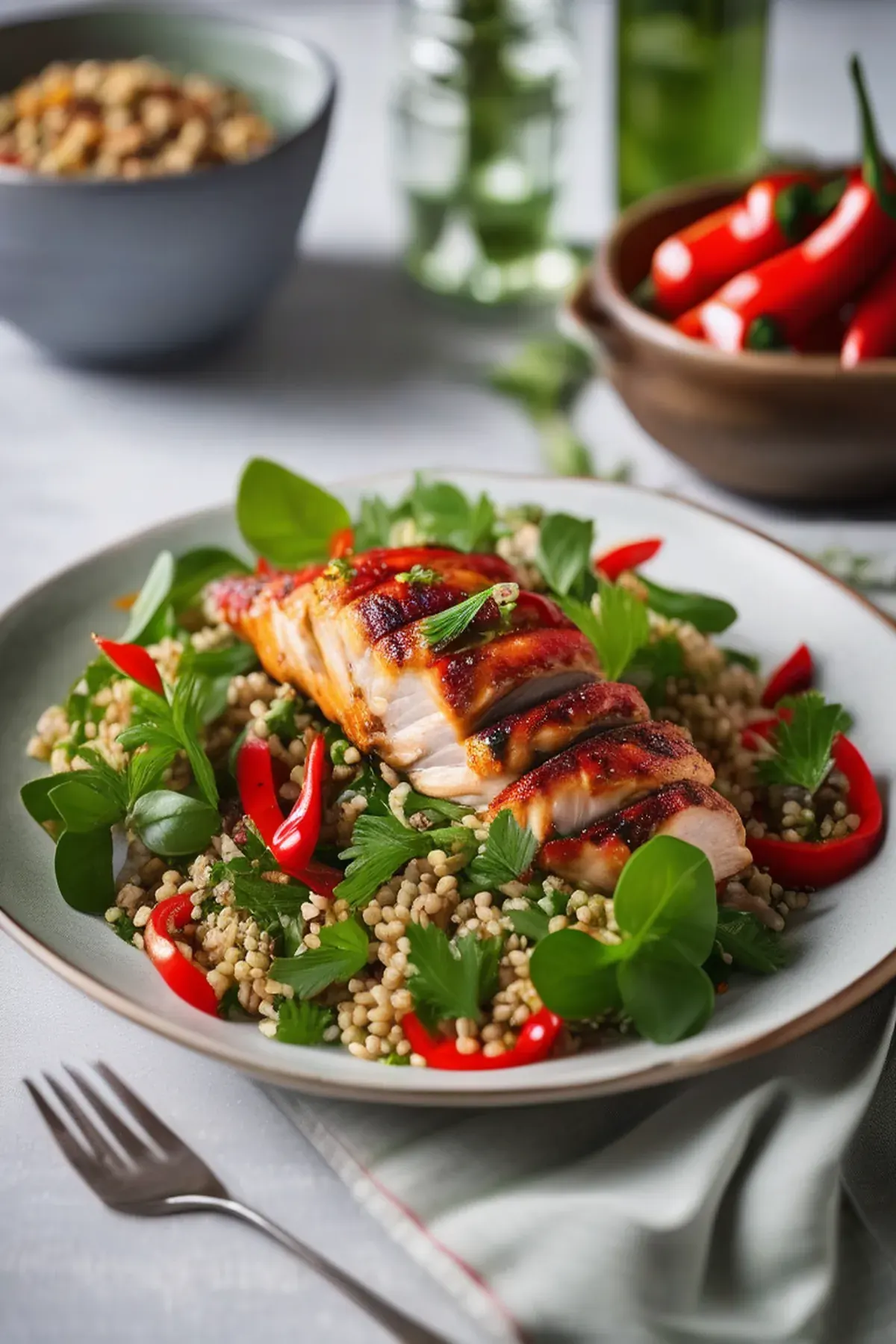 Warm chicken and preserved lemon salad