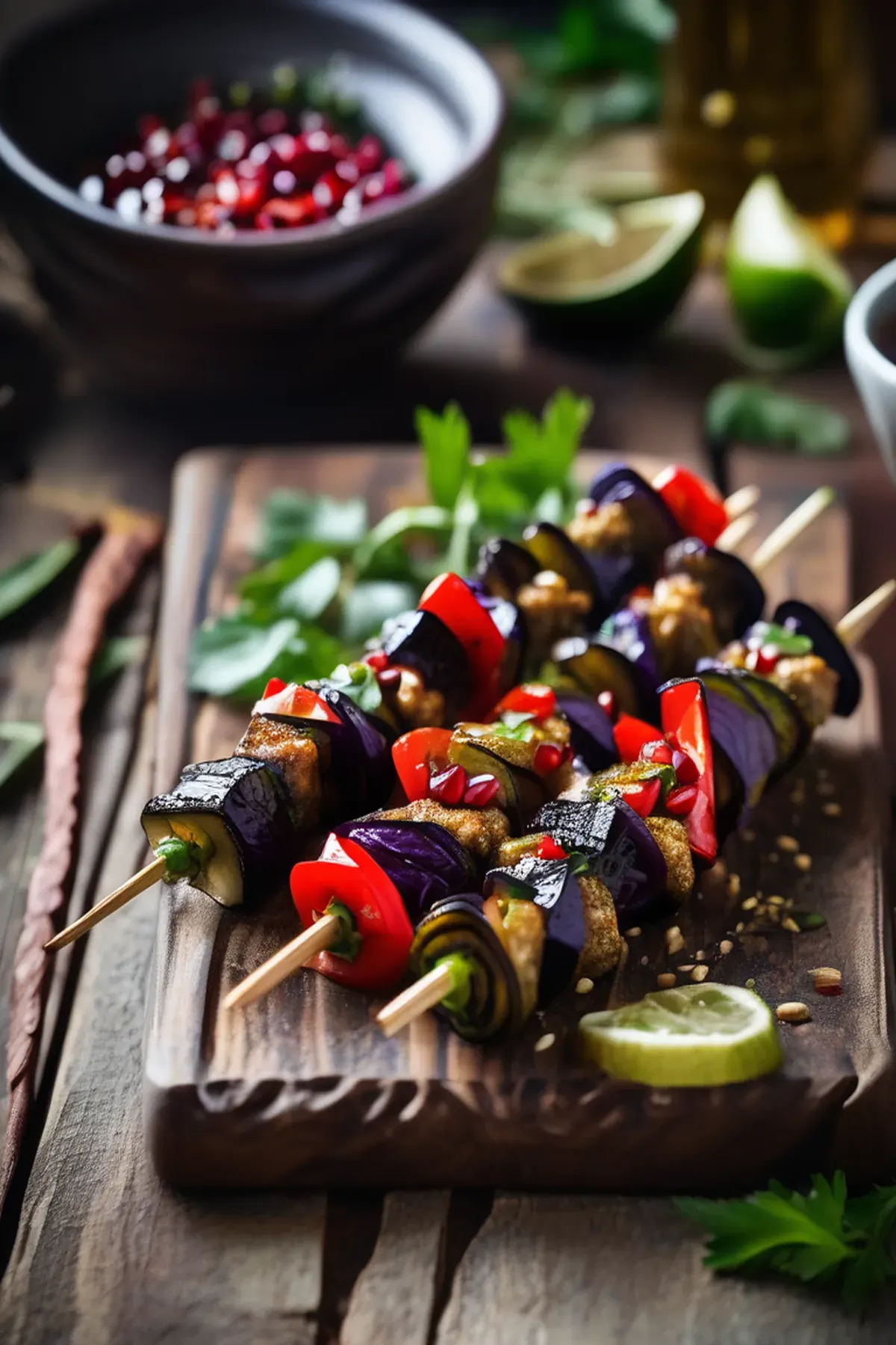 Zaatar aubergine skewers with tahini