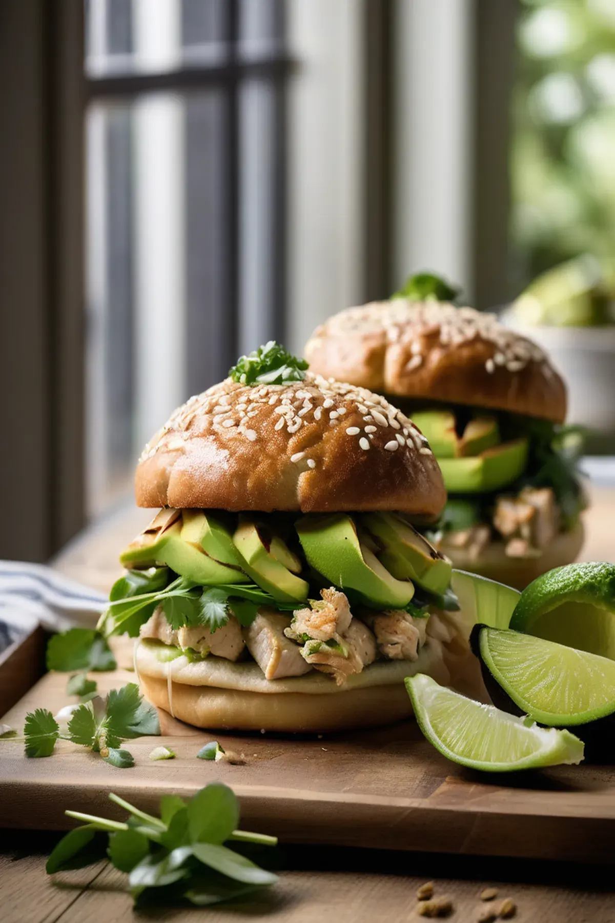 Zingy chicken and avocado buns